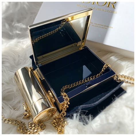 dior minaudiere metal box clutch|Dior lipstick clutch gold.